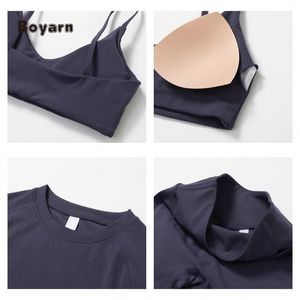 Boyarn vêtements de sport pour femmes 4 pièces ensemble de sport séchage rapide Yoga entraînement Gym Fitness taille élastique manches courtes respirant - Product Image 4