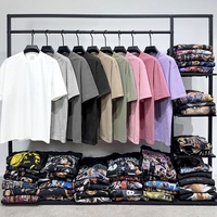 Kaus lengan pendek kasual longgar Retro, Kaus katun lengan pendek kasual, longgar, warna murni, bisa dicuci, Amerika Eropa, 260g