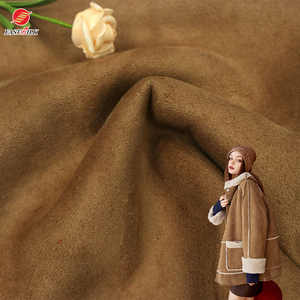 Personalizzazione vendita calda all'ingrosso in pile di poliestere sherpa bonded knit <span class=keywords><strong>faux</strong></span> suede tessuti per cappotto invernale - Product Image 2