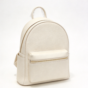 Vintage Minimalist PU <b>Leather</b> <b>Backpack</b> 7 Inch Zip Closure Front Pocket <b>Black</b> Daily Use - Product Image 2