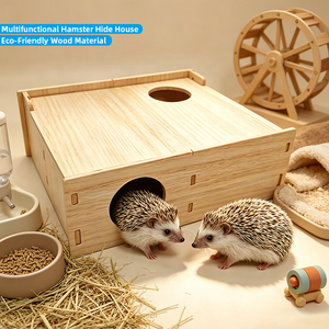 Abri de luxe multifonctionnel en bois massif pour petits animaux : hébergement spacieux pour hérissons, souris, gerbilles et hamsters - Product Image 1