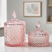 Bocaux en verre en gros pour usine, bocaux en verre coloré, bocaux en verre à découpe géométrique, bocaux à bonbons en verre avec couvercles, bocaux de rangement en verre pour cosmétiques, décoration de table de mariage