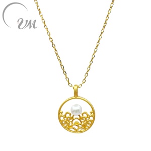 Collier pendentif minimaliste en argent 925 plaqué or UM Jewelry, perle d'eau douce naturelle, unisexe/hommes/femmes, cadeau - Product Image 1