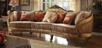 Ensemble de canapés de luxe au design élégant, en bois massif, pour salon, avec revêtement en tissu, canapés Chesterfield à structure en bois