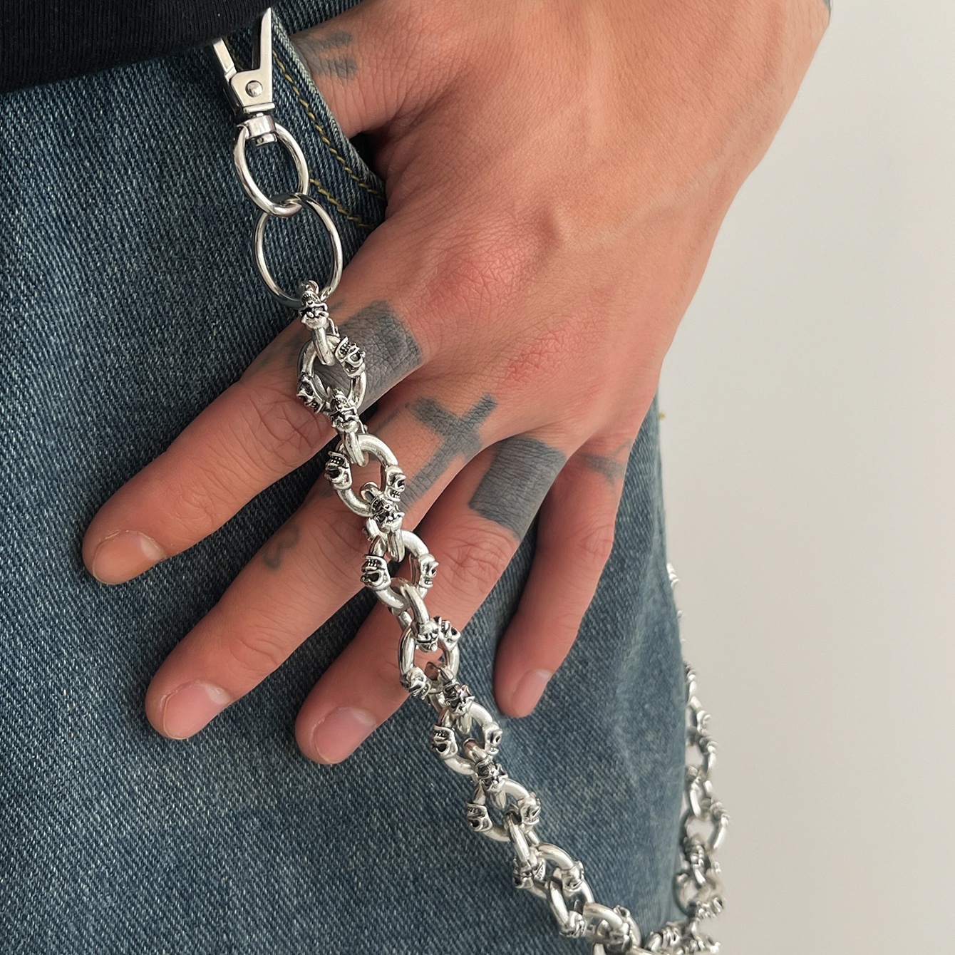Punk Gothic Metal Hoop Skull Pants Wallet Belt Chain