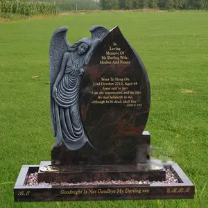 Hand Carved Natural Indian Black Granite Monument for Grave