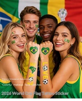 Autocollant de tatouage temporaire tendance 2026 pour le visage, motifs drapeaux USA Canada Mexique, étanche, pour tournois de football et événements sportifs