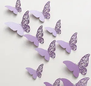 3D Perle Papier hohl Schmetterling Wanda uf kleber Schlafzimmer Wohnzimmer Wand dekorationen Hochzeit kreative Aufkleber