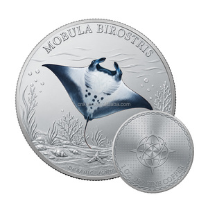 Koin Tembaga Murni 1Oz .999 Seri Hewan Laut, Koin Koleksi Hidupan Laut Berwarna, Berlapis Perak, Bentuk Bulat - Product Image 5