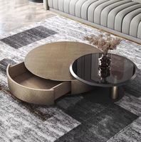 Table basse ronde minimaliste italienne de luxe léger, table d'appoint design en acier inoxydable et verre trempé pour salon