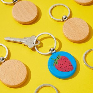 Wood Gift Key Chain with the Metal Ring <strong>Oak</strong> Wood Key Chain with <strong>Circle</strong> Wooden Laser Engraving Products Blank - Product Image 6