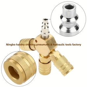 Raccord rapide américain à six points trois voies 1/4 NPT, séparateur d'air pour compresseur à quatre voies en laiton, tête hexagonale, forme ronde - Product Image 4