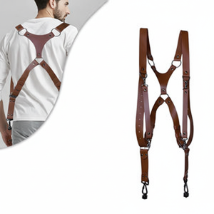 Vintage Artistic Pu Leather <b>Camera</b> Harness 3.8cm Width Double Shoulder <b>Strap</b> for Slr Photography Accessories - Product Image 1