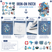 Patchs brodés thermocollants et à coudre sur le thème nautique : Ancre, Phare, Bateau, Baleine, Boussole, Bouée de sauvetage, Voilier, Tortue, Chapeau de capitaine