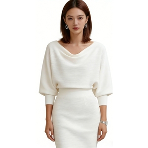 เดรสผู้หญิงคอวีแบบพันรอบตัว ความยาวปานกลาง - เดรสทรงเข้ารูปแขนทรงปีกค้างคาว พร้อมผ่าหลัง แฟชั่นเดรสผู้หญิง - Product Image 4