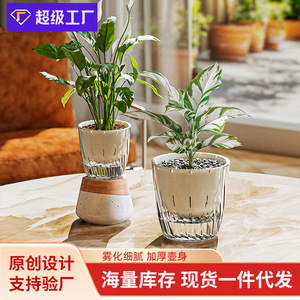 Transparent <b>Plastic</b> Flower Pots Desktop Self Watering Hydroponic <b>Planters</b> Minimalist Design For Indoor Greenery - Product Image 3