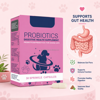 Probióticos para Mascotas 5B CFU, Suplemento Digestivo, Prebióticos Multi-Cepa para Perros y Gatos, Salud Intestinal, Apoyo Inmunológico, 30 Cápsulas