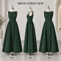 Robe longue pour femme en gros, tissée lisse, jupe plissée, sans manches, col rond, taille ajustée, jupe ample, robe longue trapèze