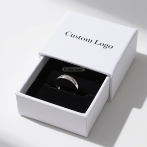 Custom Logo Biodegradable Luxury Ring Jewelry <b>Gift</b> <b>Box</b> with <b>Black</b> Plush Insert Handmade Rigid Paper Drawer <b>Box</b> - Product Image 2