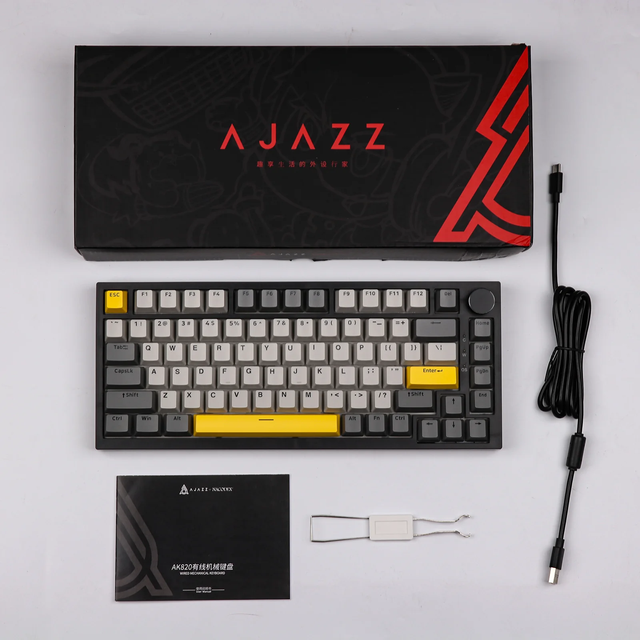 AJAZZ AK820 Mechanical Gaming Keyboard 75% Layout 81 Keys Gasket Mounted Hot Swappable Custom PBT Keycaps RGB Backlit Compact