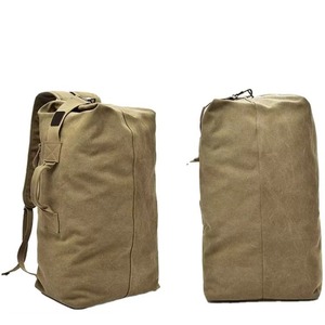 BSCI factory Brown Canvas Duffel Bag <b>Top</b> <b>Load</b> Double Strap Travel Canvas Backpack - Product Image 1