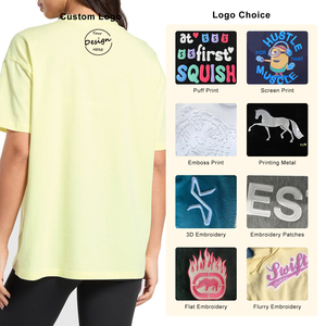<span class=keywords><strong>Camisetas</strong></span> de Verano Personalizadas al por Mayor para Mujer, Estilo Urbano Básico, Hombro Caído, Algodón Anillado para Entrenamiento, Camiseta Oversize Holgada para Mujer - Product Image 3