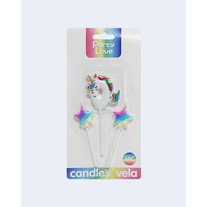 Velas de cumpleaños de unicornio Party Love, juego de 3 piezas con estrellas para decoración de pasteles - Product Image 2