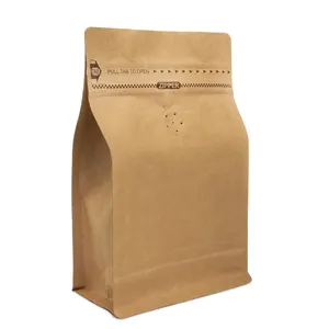 Бумажный мешочек для закусок в кофейных зернах с плоским дном, 14 унций, упаковка для кукурузных чипсов, крафт-пакет с молнией и принтом, коричневая пищевая печать