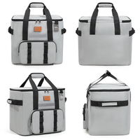 Sac isotherme de pique-nique tendance en polyester imperméable avec fermeture éclair, motif lettres, panneau solaire, 20L, pour l'extérieur