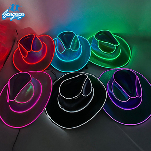 Bán buôn Mũ cao bồi phát sáng nhiều màu <span class=keywords><strong>LED</strong></span> Lridescent Holographic Logo tùy chỉnh nhấp nháy cho tiệc Giáng sinh Mũ cao bồi vui n - Product Image 1