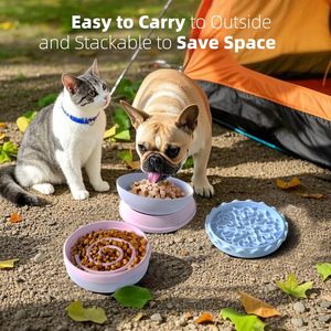 Juego de cuencos para perros Superdesign, forma de hamburguesa de 6,1 pulgadas, apilables para perros y gatos, plato de alimentación multifuncional - Product Image 2