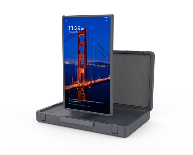 Portable Movable Suitcase Design 27inch FHD 1080P Smart Television Touch Screen Android 12 Rechargeable Rotatable Cheap Smart TV