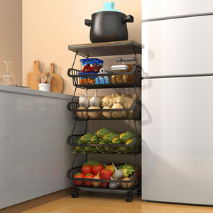 Estantes <span class=keywords><strong>de</strong></span> Almacenamiento Metálicos Ventilados para <span class=keywords><strong>Cocina</strong></span>, <span class=keywords><strong>de</strong></span> Múltiples Niveles, con Techo <span class=keywords><strong>de</strong></span> <span class=keywords><strong>Madera</strong></span> y Ruedas - Product Image 4
