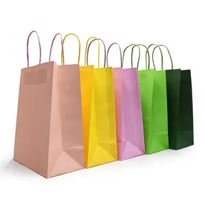 Custom resealable kraft paper shopping bag with handle packaging gift bags daily kraft paper bags