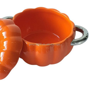 Calabaza Cerámica <span class=keywords><strong>Cocinar</strong></span> Olla Calabaza Utensilios <span class=keywords><strong>de</strong></span> cocina Estofado Calabaza Cerámica Cocotte con tapa Decoración <span class=keywords><strong>de</strong></span> vacaciones Artes y manualidades Regalo - Product Image 3