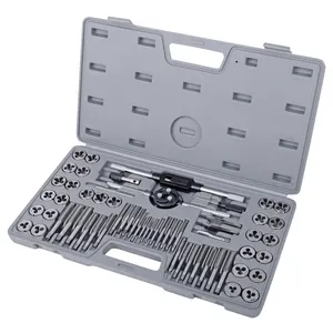 60 buah SAE & metrik M3-M12, 4-40-1/8 Tap & Die Thread Cutting, mengetuk & menangani alat Kit Set untuk DIY, garasi & bengkel