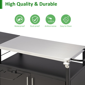 AJUNION Chariot d'îlot de cuisine portable pour barbecue en extérieur en acier inoxydable avec roulettes pour table de préparation des repas - Product Image 6