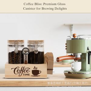 Base de récipient hermétique en bambou pour moudre les grains de café, les dosettes, les capsules, les bocaux de rangement, support de filtre à café pour comptoir - Product Image 4