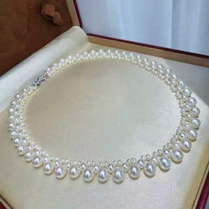 wholesale Jewelry Solid <b>Silver</b> Clasp Gradient Nucleus-Free Freshwater Pearl <b>Choker</b> 3-4/5/7-8mm High Quality Necklace - Product Image 1