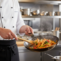 Poêle à frire commerciale pré-assaisonnée en acier au carbone noir, compatible four/plaque de cuisson/grill, pour restaurant, hôtel et usage domestique