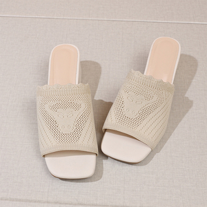 Nouvelles Sandales Sexy à Talons Hauts Épais pour <span class=keywords><strong>Femme</strong></span>, Tissu Tressé, Tête Plate en Forme de Taureau, Bout Ouvert, Chaussure <span class=keywords><strong>Femme</strong></span> W-XT-08 - Product Image 1
