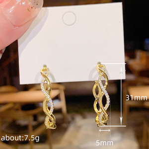 Orecchini a Cerchio con Linea Ondulata per Donne, Accessori per Orecchie Semplici e alla Moda per Uso Quotidiano - Product Image 3