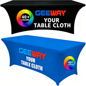 Copritavolo Elasticizzato Personalizzato in Spandex con Stampa Logo, Copertura per Tavoli da 6ft e 8ft per Eventi Promozionali - Product Image 1