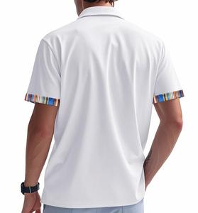 Nouvelle chemise cardigan à manches courtes pour <span class=keywords><strong>homme</strong></span>, style bohème décontracté et ample, couleurs contrastées, pour l'été - Product Image 4