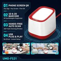 Lecteur USB de codes-barres 2D sans pilote FS31 pour plateforme de bureau, à induction automatique, avec capteur CMOS pour codes QR sur écran, pour stock et restauration