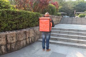 62 logotipo personalizado impermeable plegable comestibles aislado <span class=keywords><strong>Glovo</strong></span> bolsa <span class=keywords><strong>Pizza</strong></span> llevar comida caliente entrega hombre bolsa de entrega de alimentos para jinete - Product Image 6