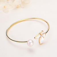 Bracelet ouvert HECATE en perle Mabe coquillage papillon, petit design de luxe léger pour femme, plaqué or 18 carats, cadeau classique, zircon 9MM, fait main