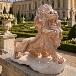 Escultura de León Guardián de Diseño Europeo en Piedra Natural a Tamaño Real, Duradera, para Jardín Exterior de Lujo - Product Image 3