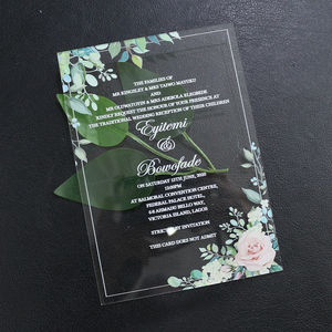 Carte de <span class=keywords><strong>mariage</strong></span> en acrylique transparent avec motif Floral, impression multicolore - Product Image 5
