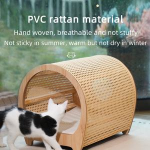 Vente en gros d'usine Tunnel classique moderne en bois massif Lit pour chat <span class=keywords><strong>Cachette</strong></span> de <span class=keywords><strong>maison</strong></span> Rectangle Cage pour animaux de compagnie Design haut de gamme sans danger pour les animaux de compagnie - Product Image 3